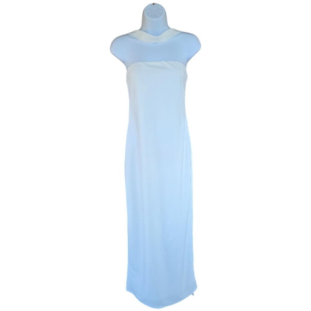 HTZMO Halter‎ Maxi Dress Women Medium White Column Minimalist Sleek Old Money